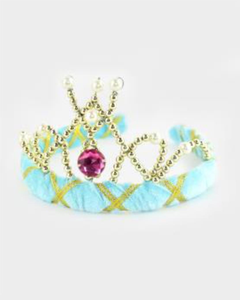 Couronne en velours Bleu Clair - 14 cm