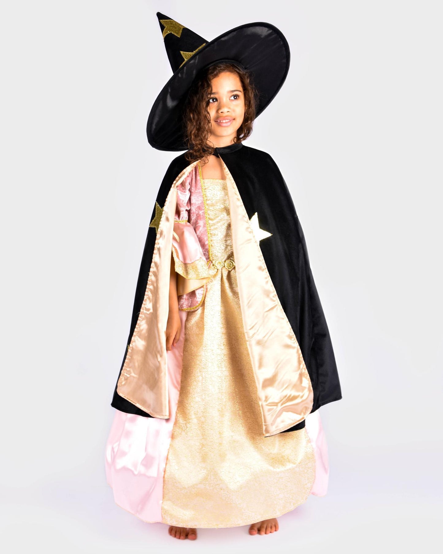 Cape avec chapeau en velours/satin Noir - 3 à 8 ans