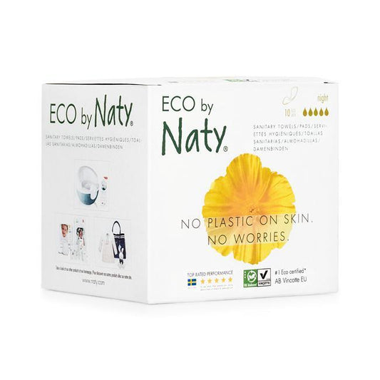 Serviette périodique 100 % eco flux nuit 10 pcs - Naty