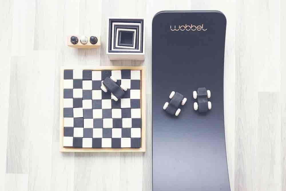 Wobbel Original Black Wash Balance Board with Grey Baby Mouse Felt - Limited Edition by Wobbel