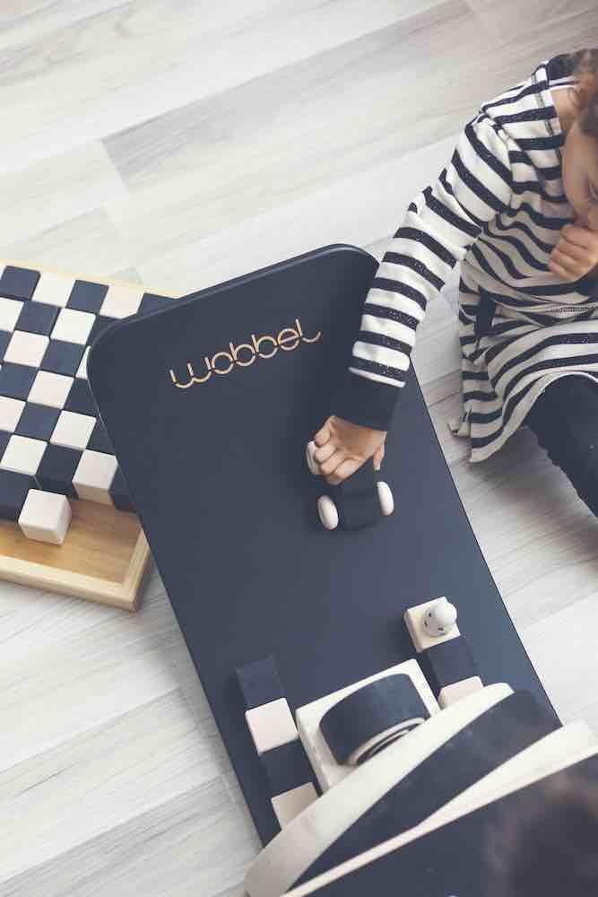 Wobbel Original Black Wash Balance Board with Grey Baby Mouse Felt - Limited Edition by Wobbel