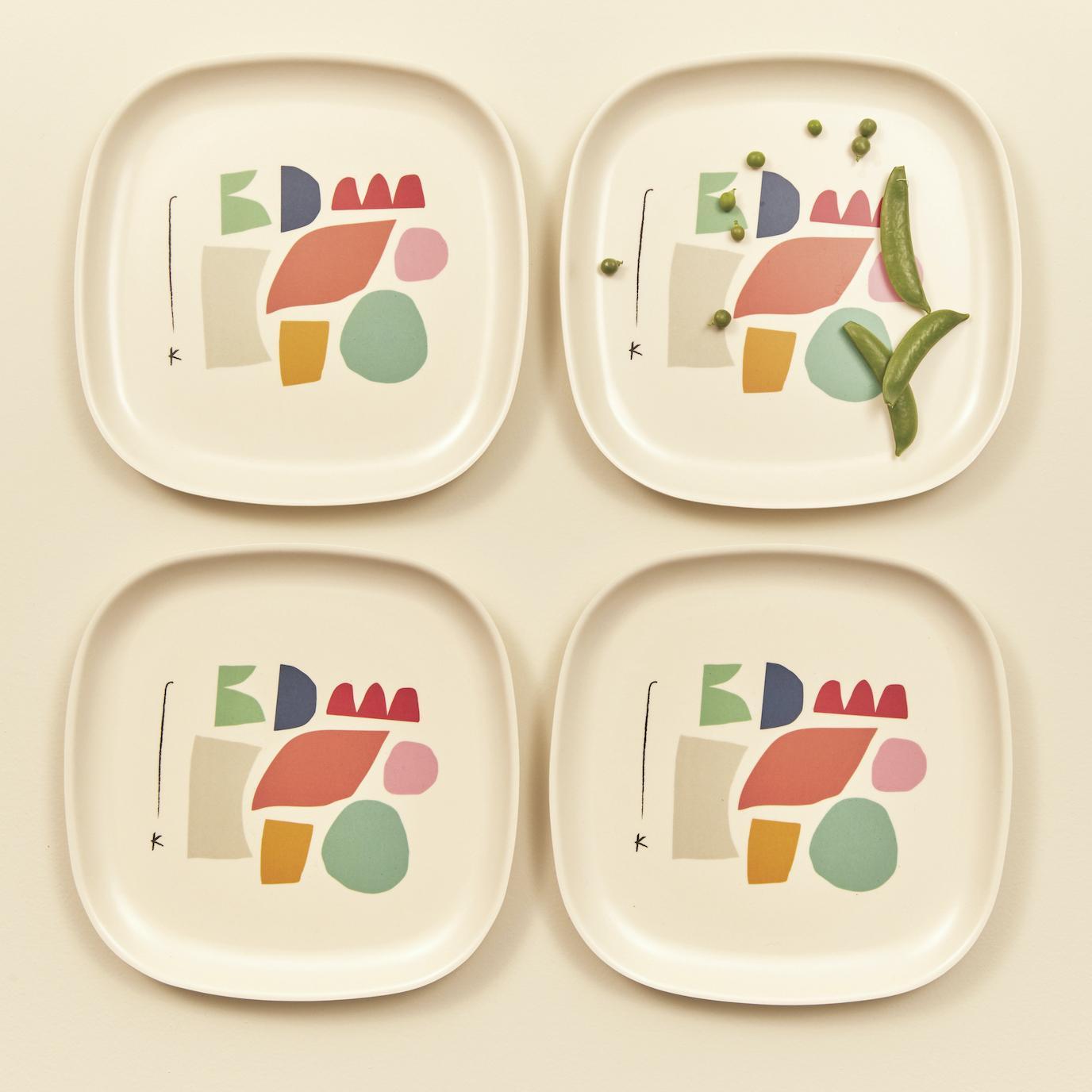 Set de 4 assiettes plates en bambou Gusto - Colour series