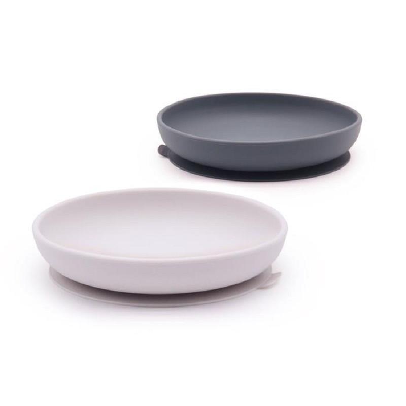 2 assiettes creuses en silicone avec ventouse - 300 ml - Cloud et Storm