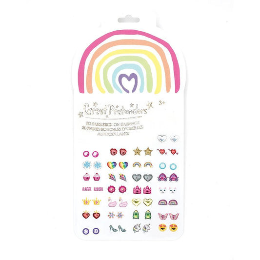 Boucles d'oreille adhésives - Rainbow Love - 30 paires