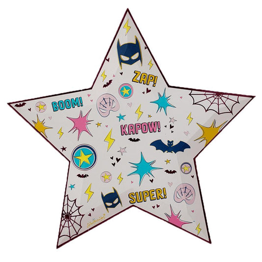 Set de 8 grandes assiettes - Superhero star