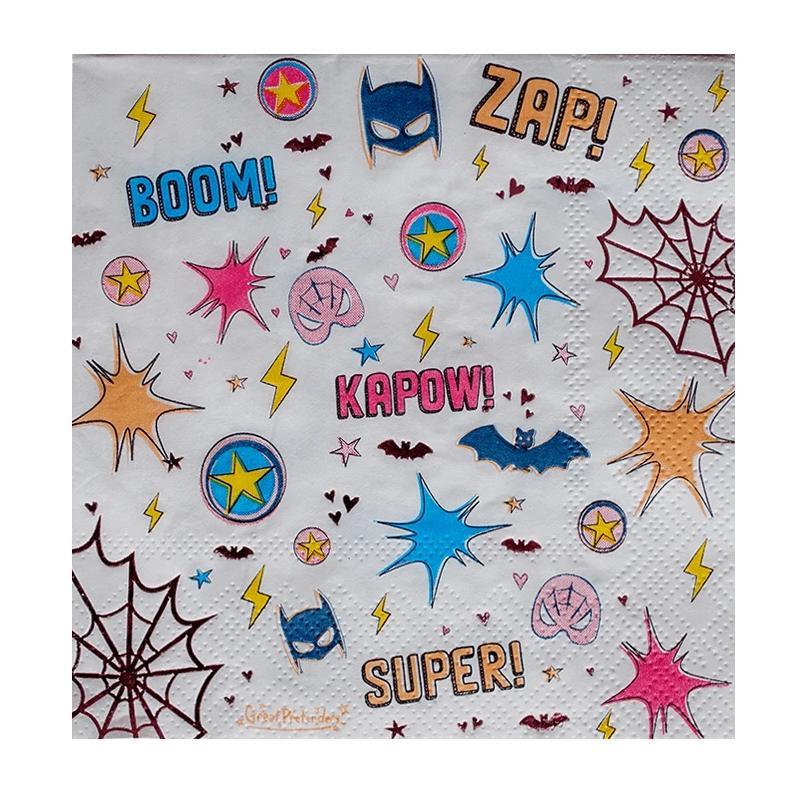 Set de 20 serviettes - Superhero star