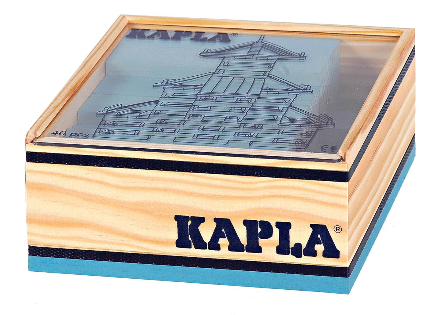 Coffret 40 planchettes Kapla colorées - bleu clair