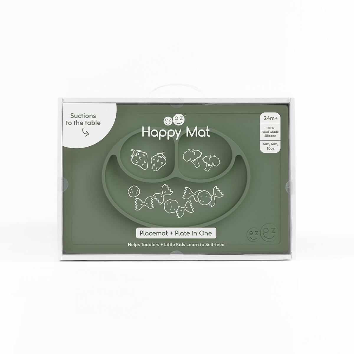 Assiette/set de table en silicone - Happy Mat - Olive