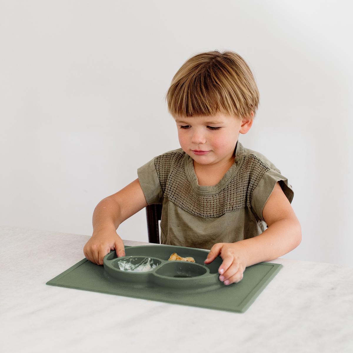 Assiette/set de table en silicone - Happy Mat - Olive