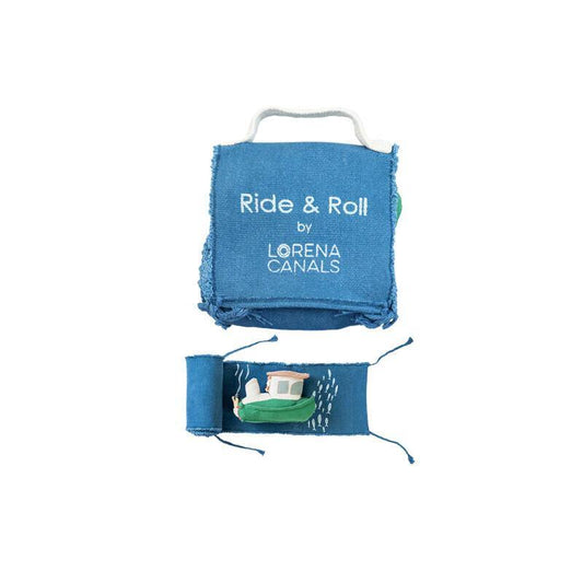 Jouets en coton Ride & Roll Sea clean up boat + route en textile - Lorena Canals