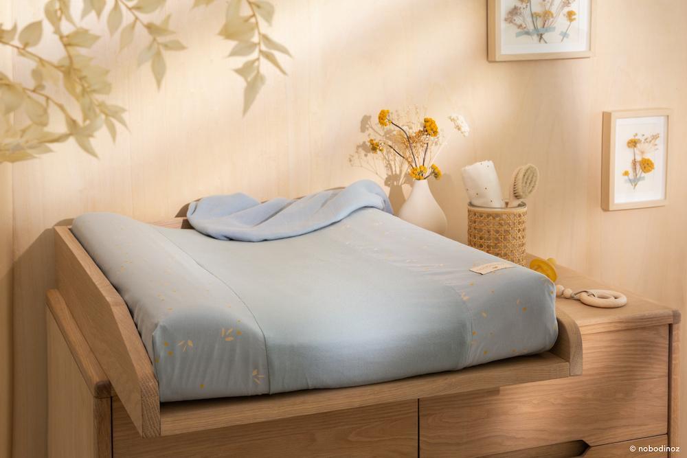 Housse de matelas à langer Calma Willow soft blue - Nobodinoz