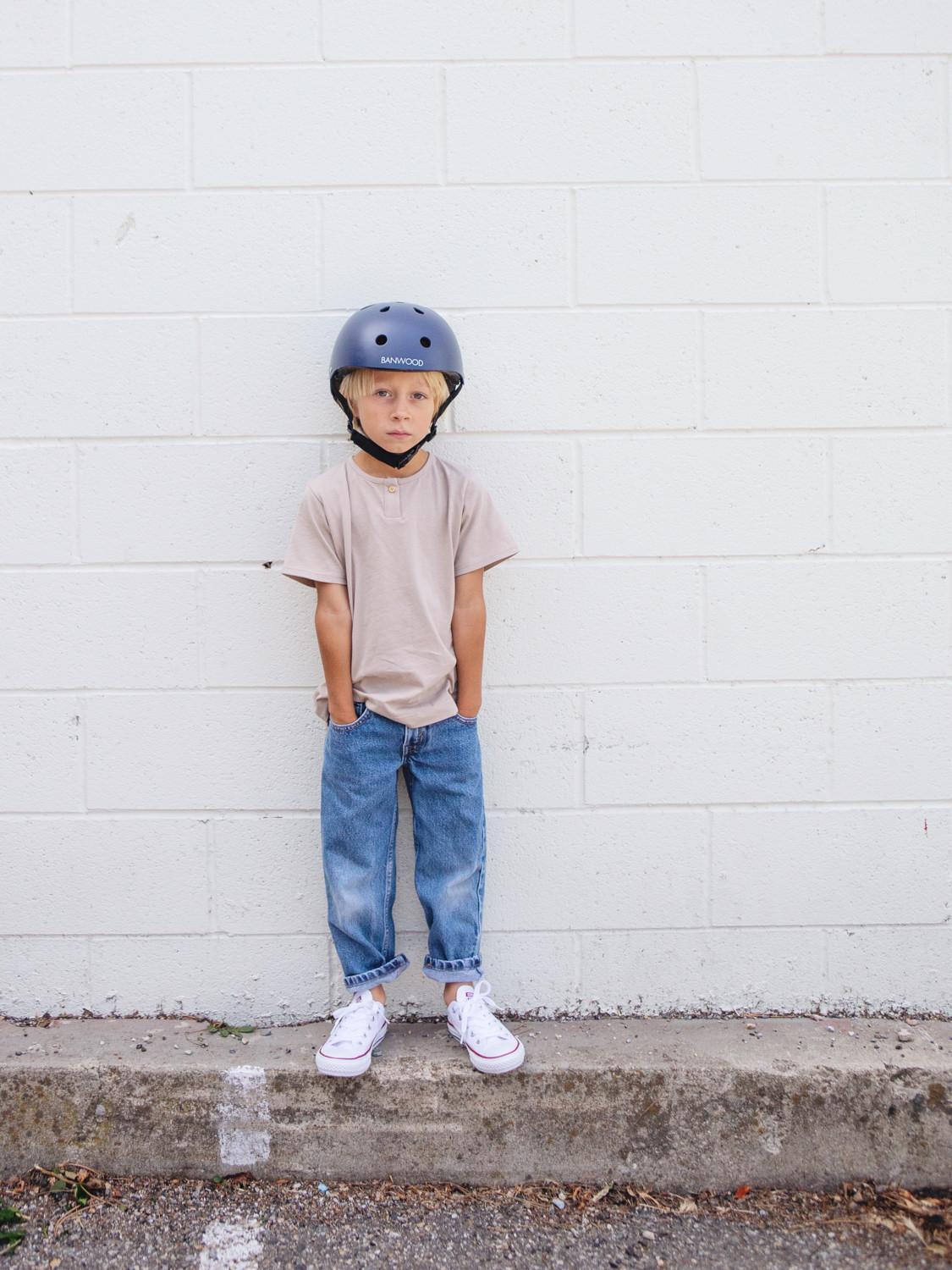 Casque de vélo enfant bleu marine - Banwood