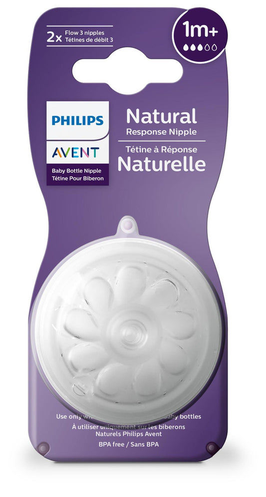 Tétine pour biberon 1 mois + 2 pièces T3 Naturel 3.0 - Avent