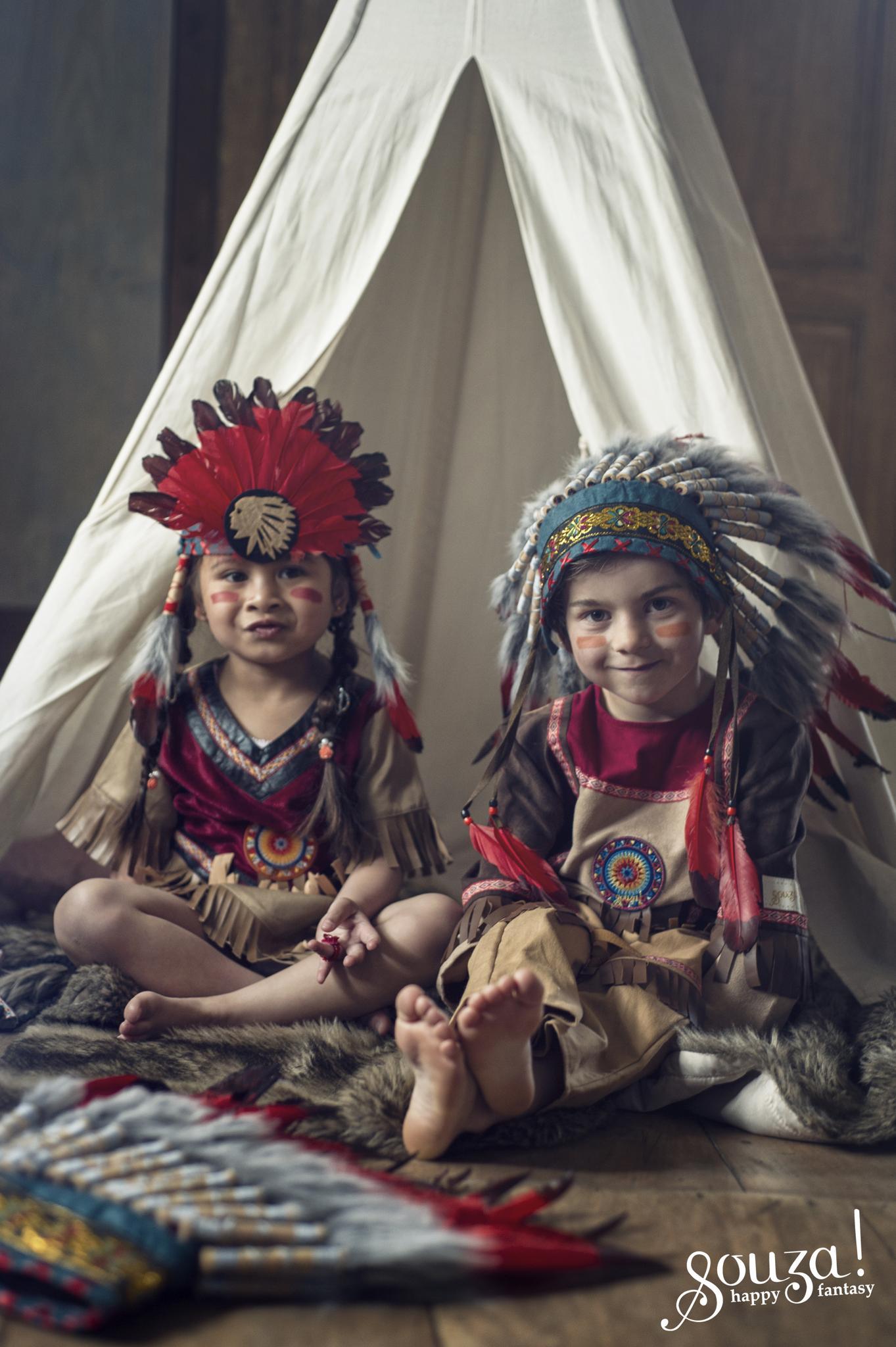 Coiffe d'Indien rouge et noire