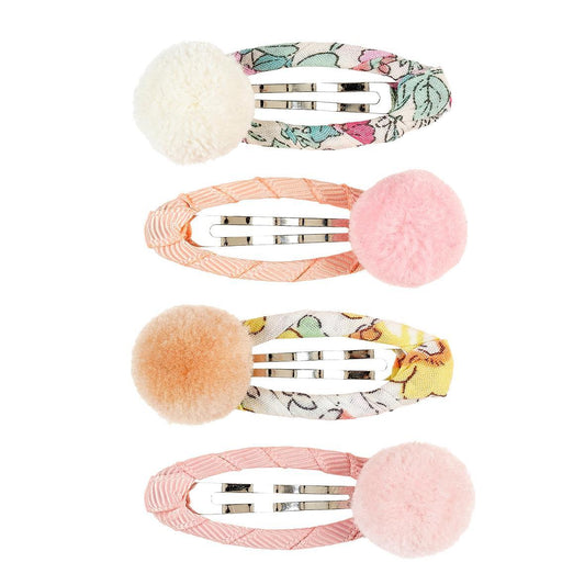 Pinces à cheveux Paige - Pompon - Rose  - Lot de 4 - Souza for Kids