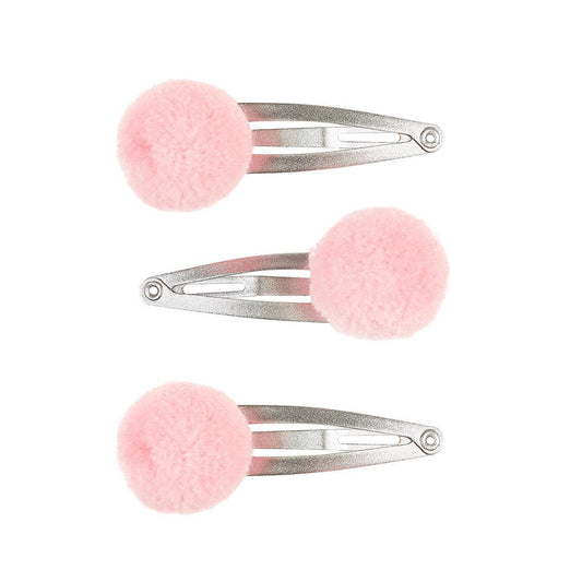 Pinces à cheveux Kenza - pompon - rose & argent - lot de 3  - Souza for Kids