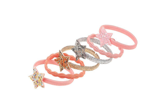 Elastiques à cheveux Angelie - Etoile - Rose & argent - Lot de 6 - Souza for Kids