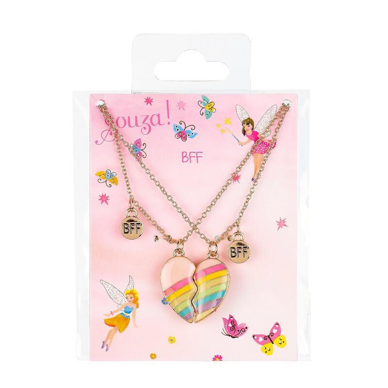 Collier BFF coeur arc en ciel rose - Souza for Kids