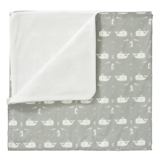 Organic Cotton Whale Dawn Grey Blanket 100 x 150 cm - By Fresk