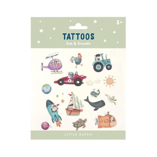 Tatouages temporaires pour enfant Jim & Friends - Little Dutch