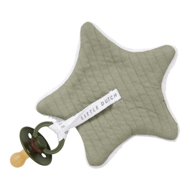 Doudou attache-sucette Pure olive - Little Dutch