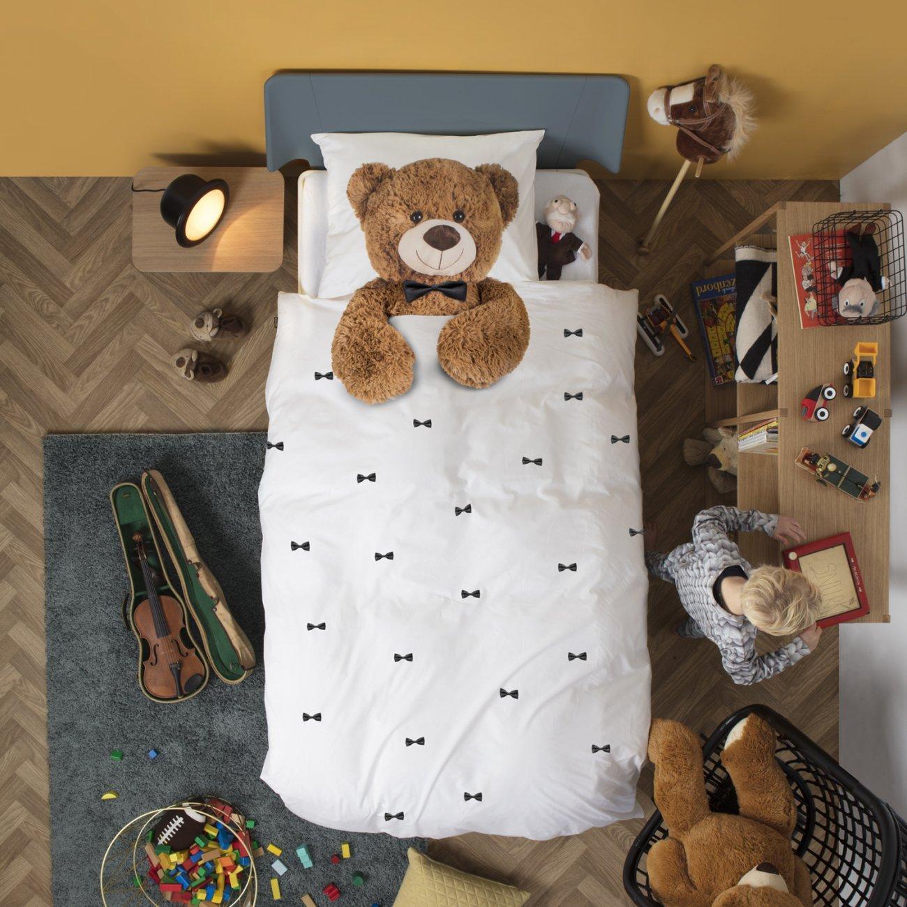 Housse de couette et taie 1p - Ours en peluche en flanelle