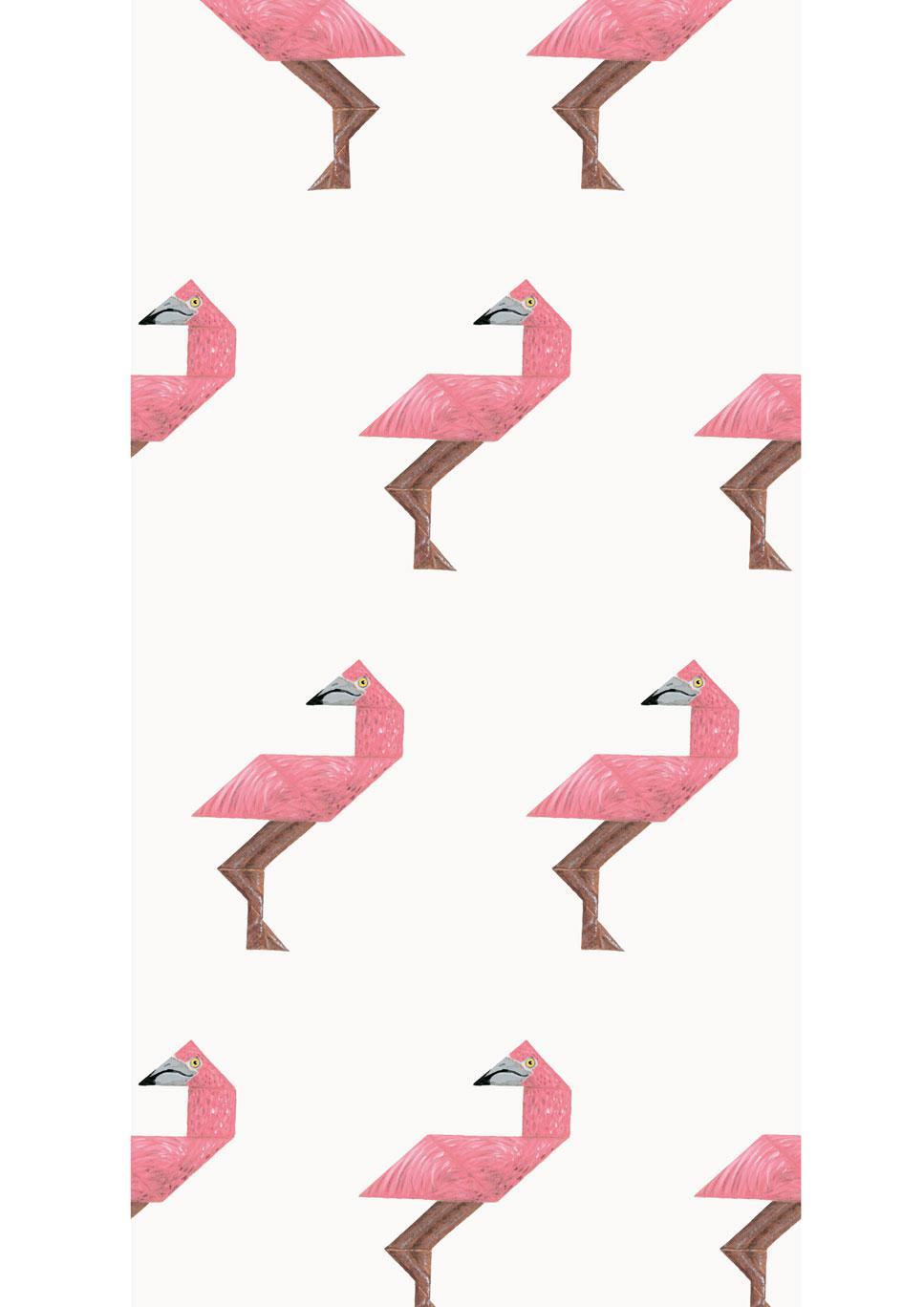 Papier peint Tangram Flamingo