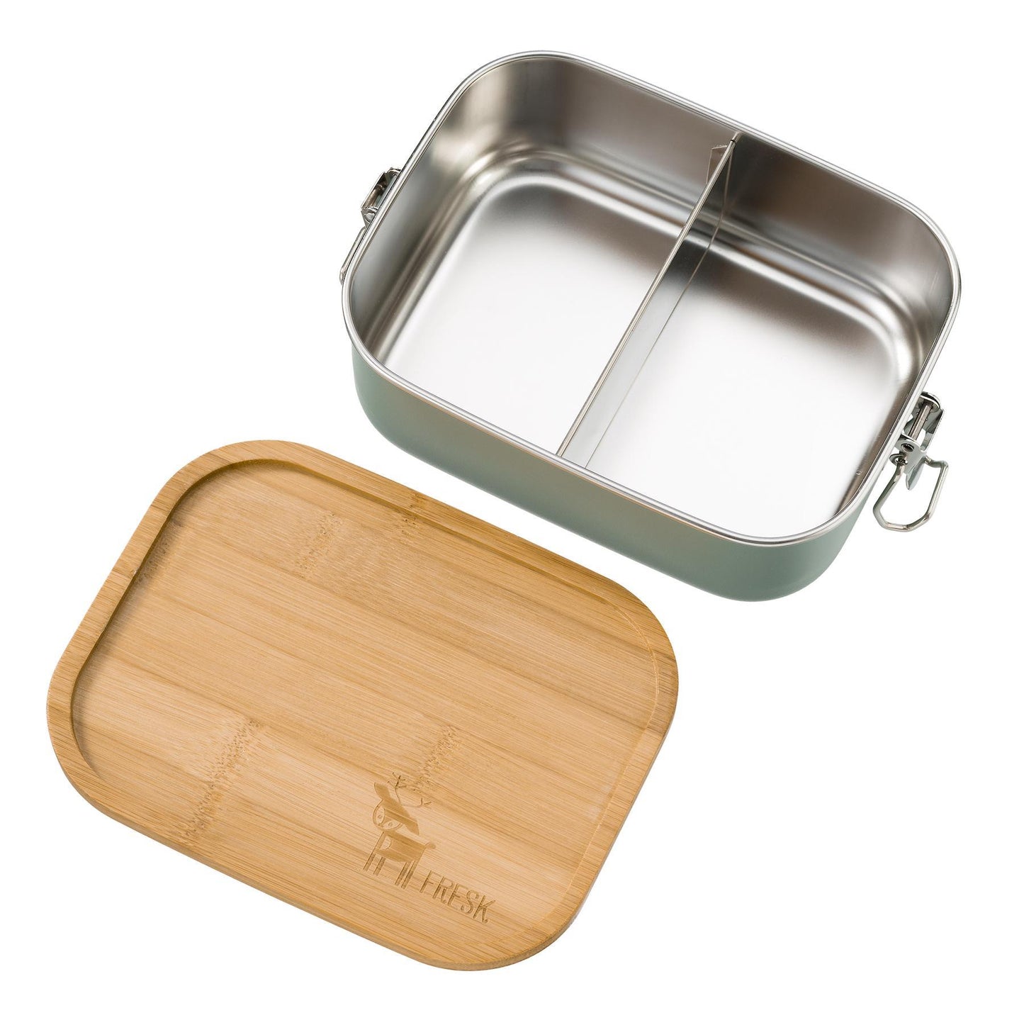 Fresk Deer Boîte à Tartines Chinois Green Steel Bamboo Wood Lunch Box