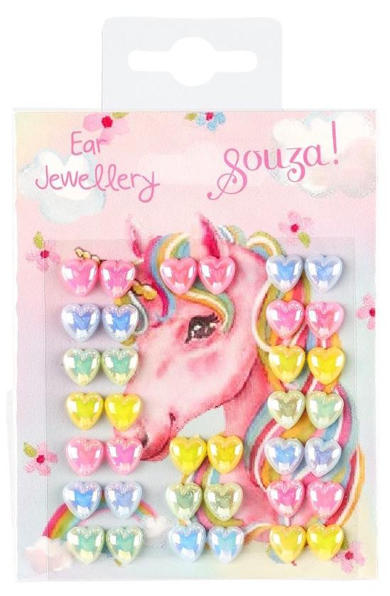 Set de boucles d'oreilles autocollantes coeurs - licorne