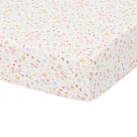 Drap-housse 70x140-150 cm Flowers & Butterflies - Little Dutch