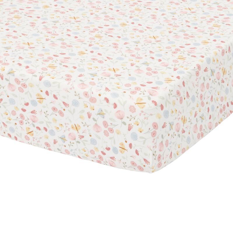 Drap-housse 40 x 80 cm berceau Flowers & Butterflies - Little Dutch