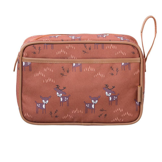 Large Deer Amber Brown Toiletry Bag - FRESK - Made from Recycled Plastic Bottles - 24 x 17 x 7 cm