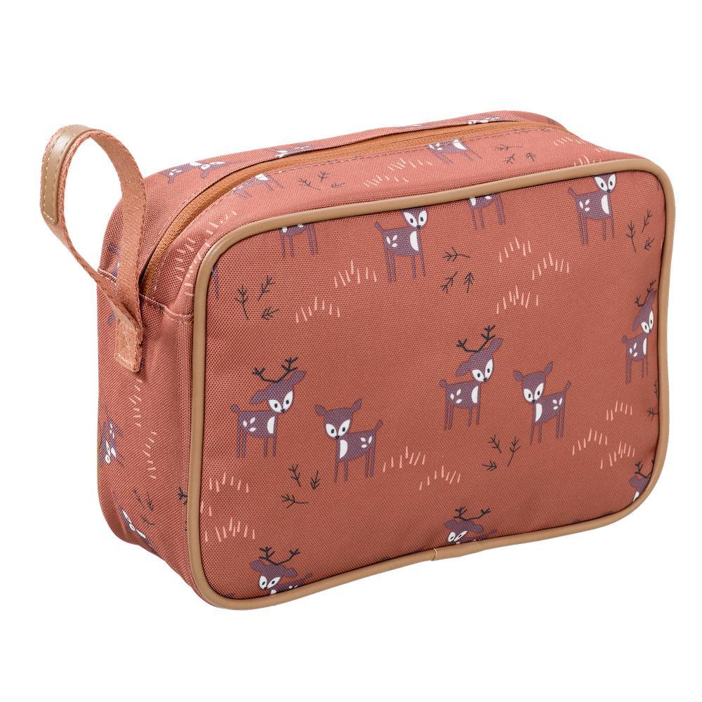 Large Deer Amber Brown Toiletry Bag - FRESK - Made from Recycled Plastic Bottles - 24 x 17 x 7 cm