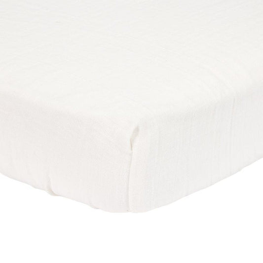 Drap-housse mousseline 70x140/150 Soft White - Little Dutch