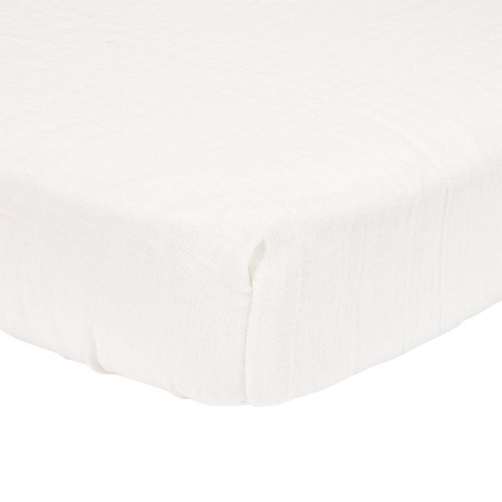 Drap-housse mousseline lit bébé 60 x 120 cm Soft White - Little Dutch