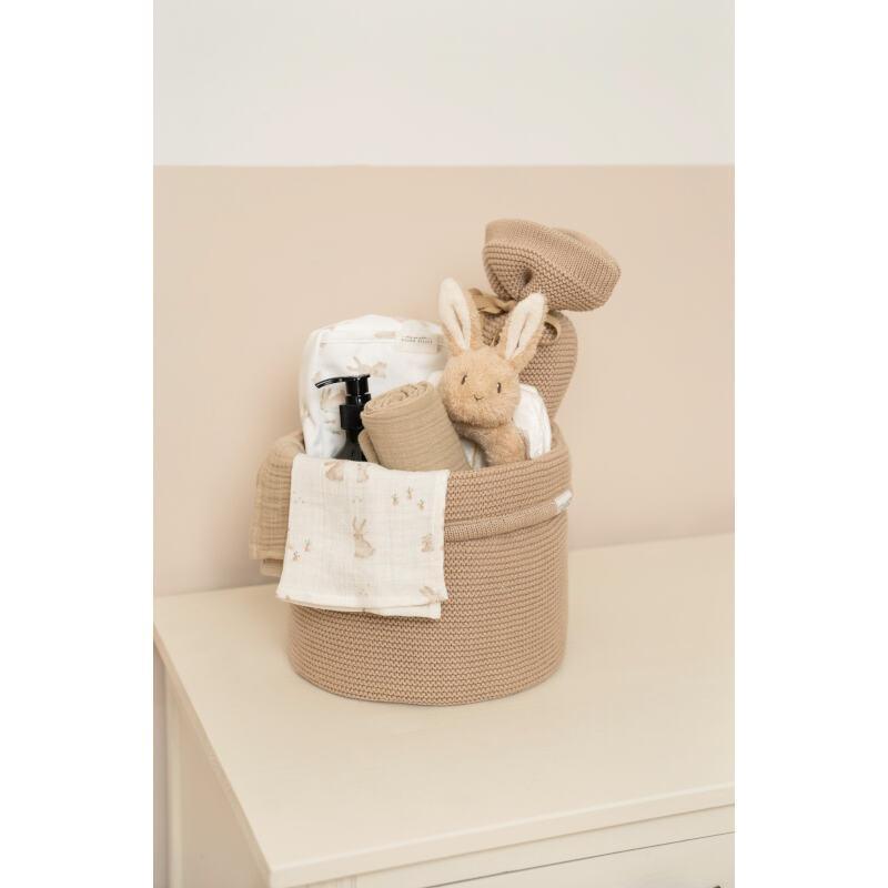 Panier de toilette tricoté rond Beige - Little Dutch