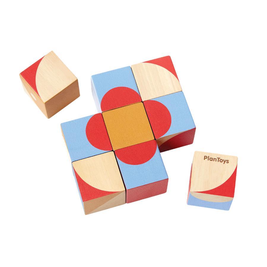 Puzzle - 9 wooden cubes - Geometric shapes