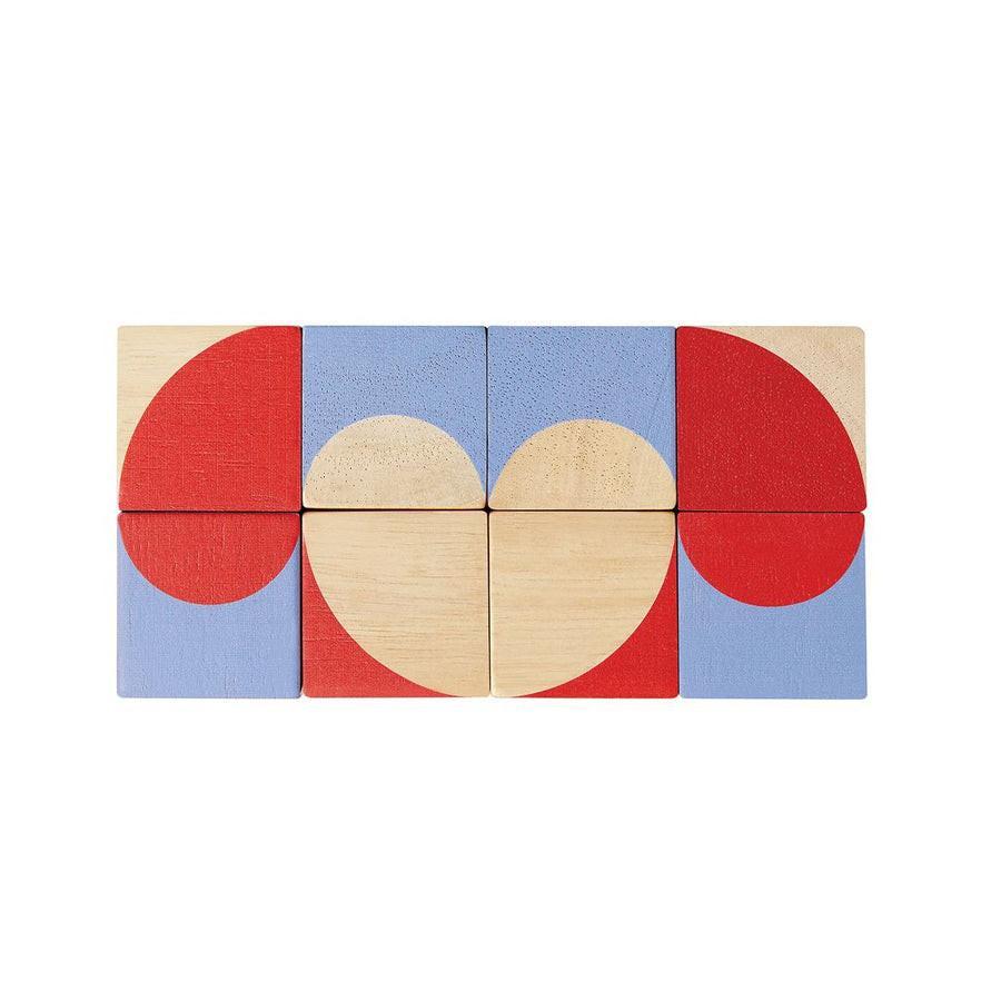 Puzzle - 9 wooden cubes - Geometric shapes