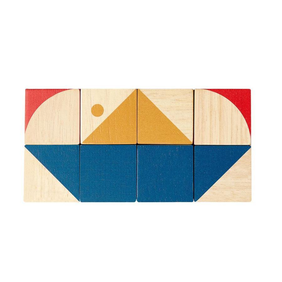 Puzzle - 9 wooden cubes - Geometric shapes