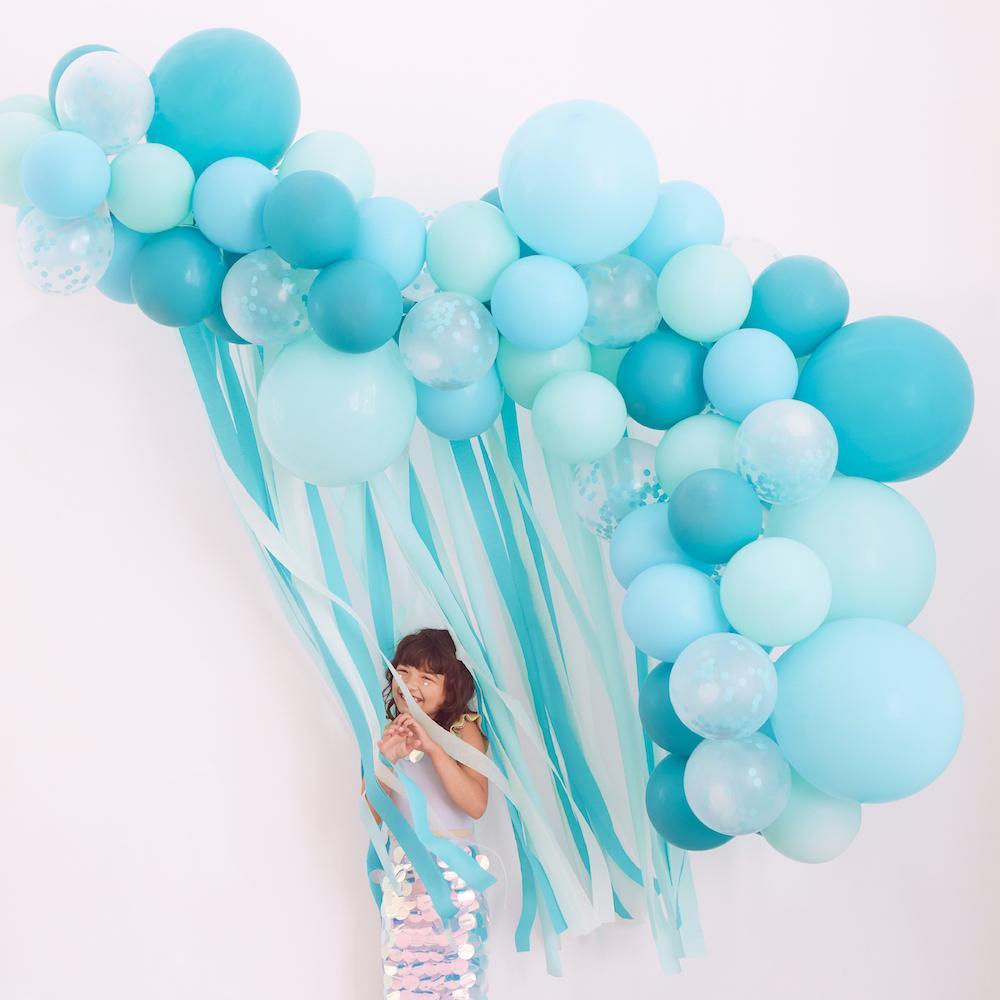 Guirlande - Ballons & papier crépon - Bleu