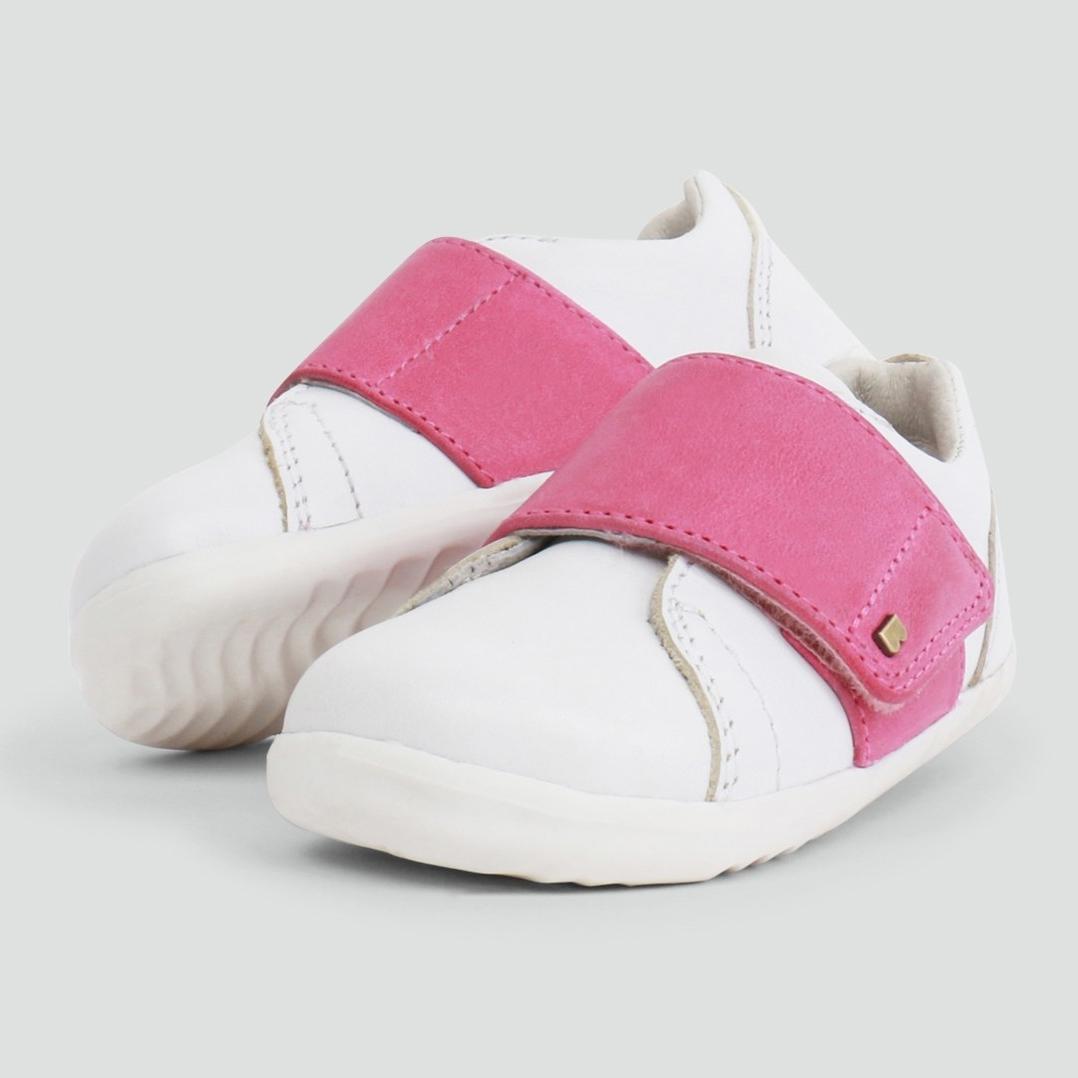 Chaussures Bobux Step up - Boston Trainer White + Pink