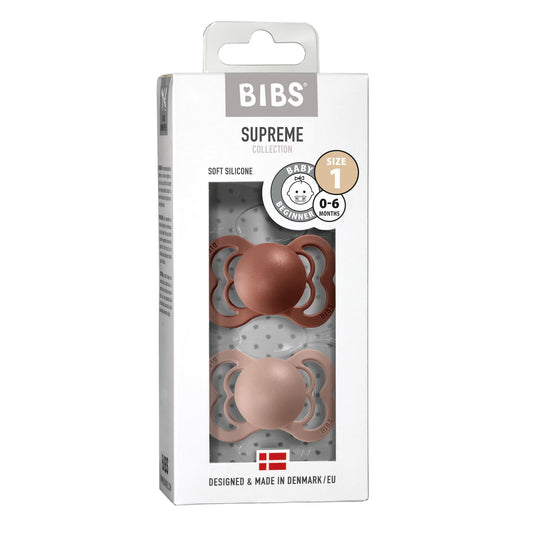 Set de 2 tétines BIBS Supreme en silicone - Terracotta & Rose poudré