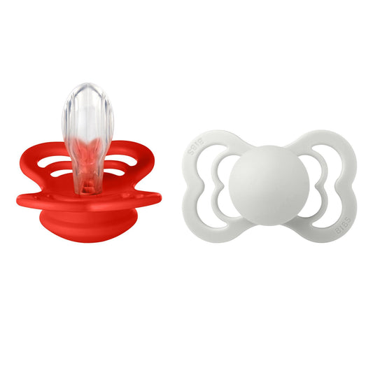 Set de 2 tétines BIBS Supreme en silicone - Pomme d'amour & Gris brume