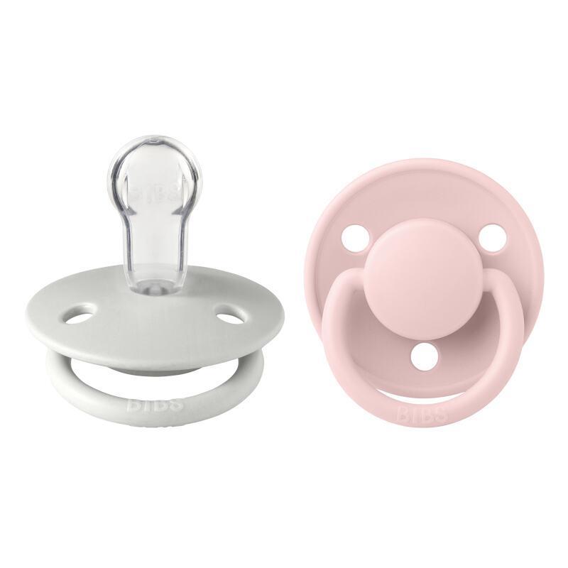 Set de 2 tétines BIBS de Lux en silicone - Gris Brume & Rose Fleur