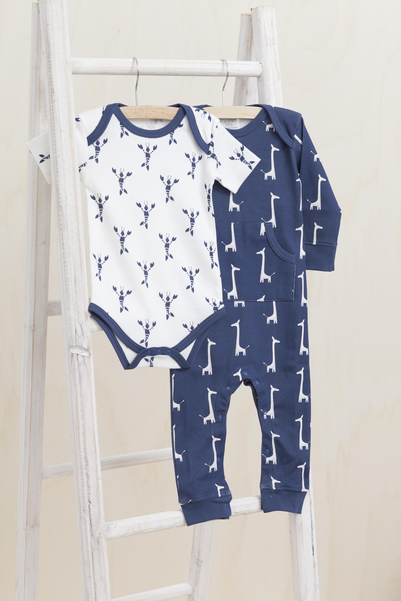 Baby Pyjamas - Indigo Blue Giraffe by Fresk