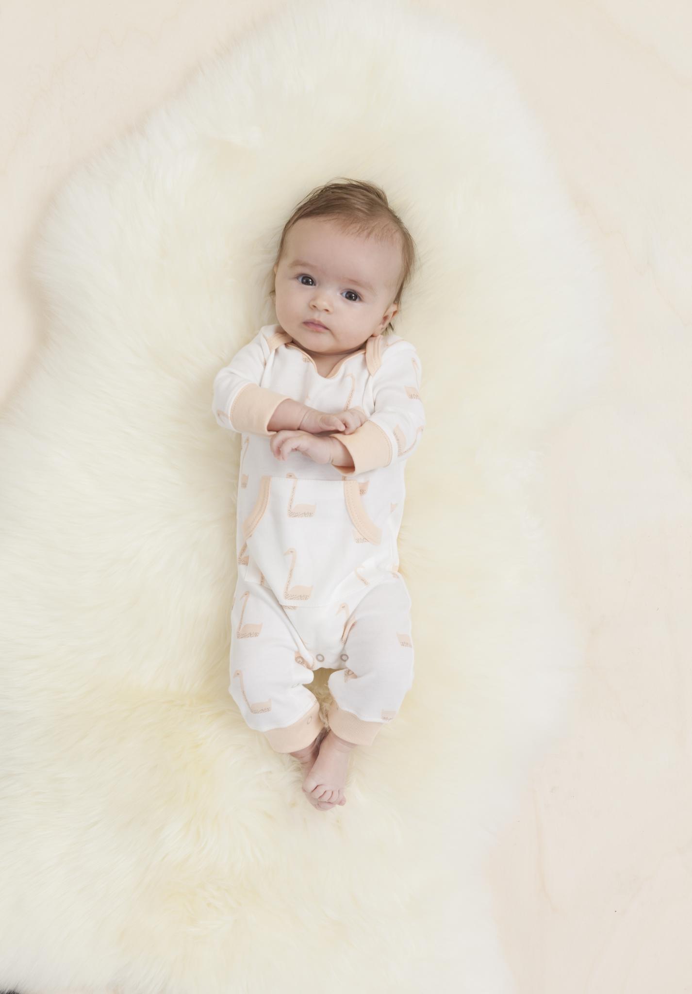 Baby Pyjamas - Swan Pale Peach by Fresk