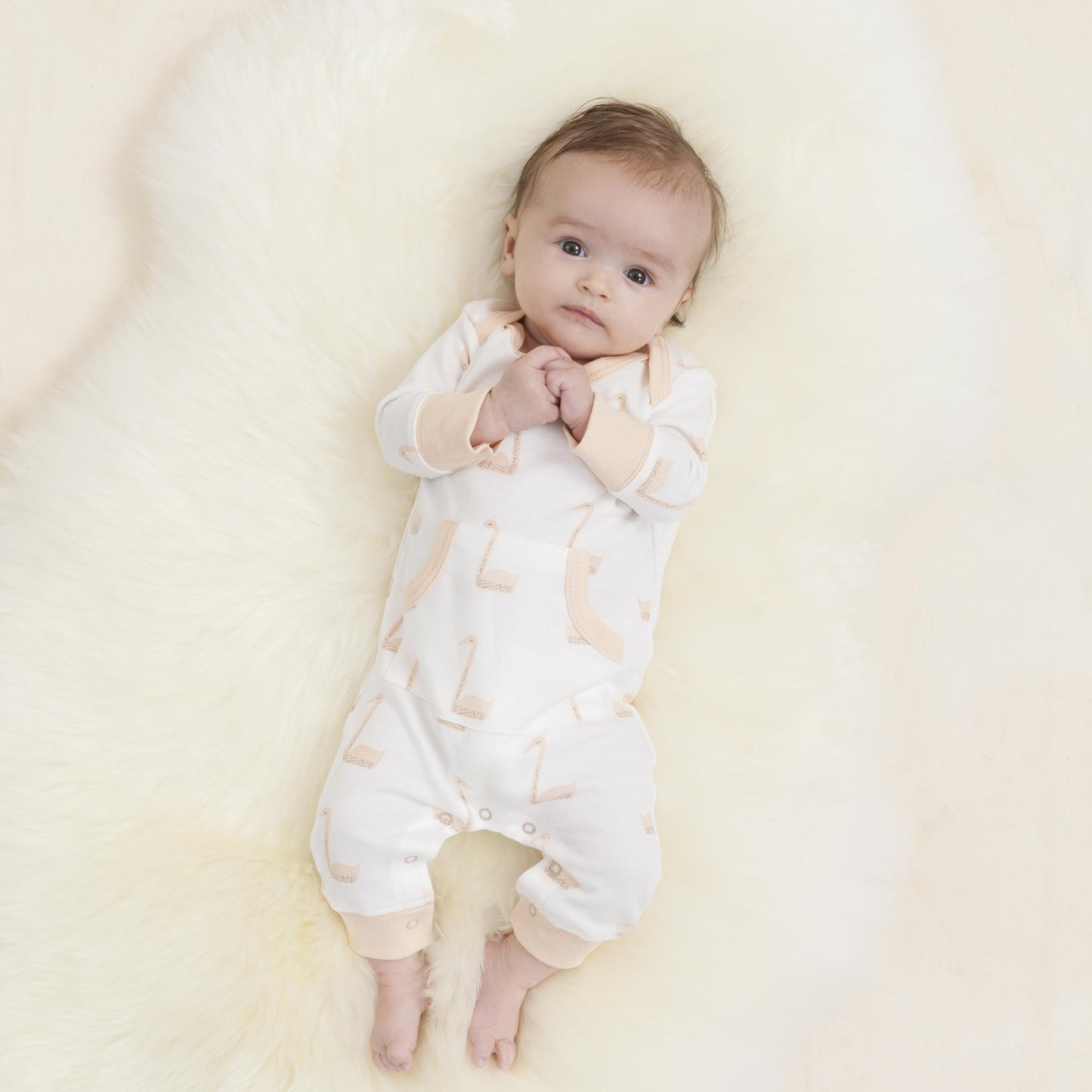 Baby Pyjamas - Swan Pale Peach by Fresk