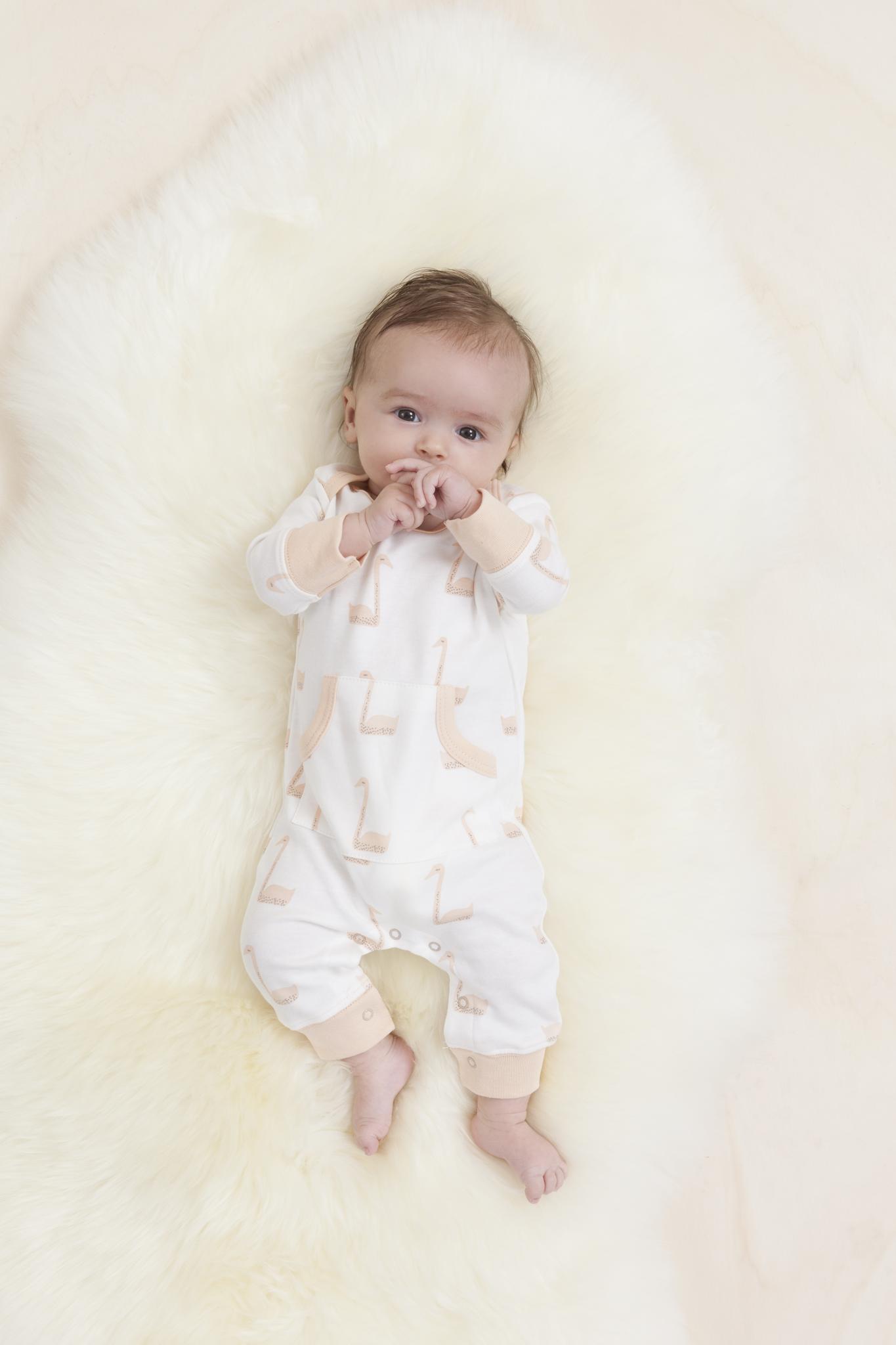 Baby Pyjamas - Swan Pale Peach by Fresk