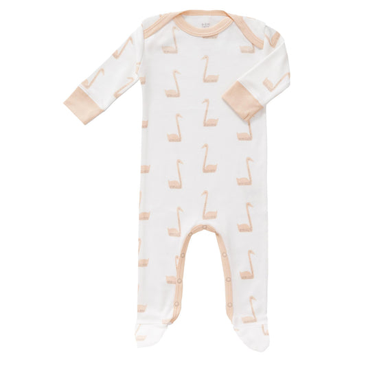 Baby Footed Pyjamas - Swan Pale Peach by Fresk