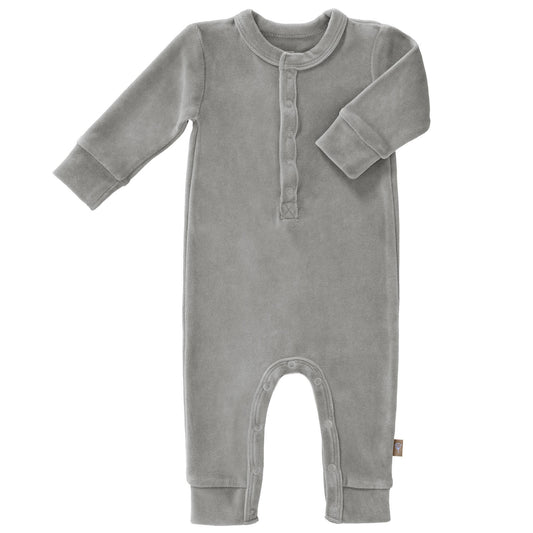 Baby pyjamas in velvet - Paloma grey by Fresk.